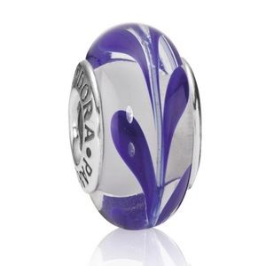 Pandora Blue & White Swirl Glass Murano Charm